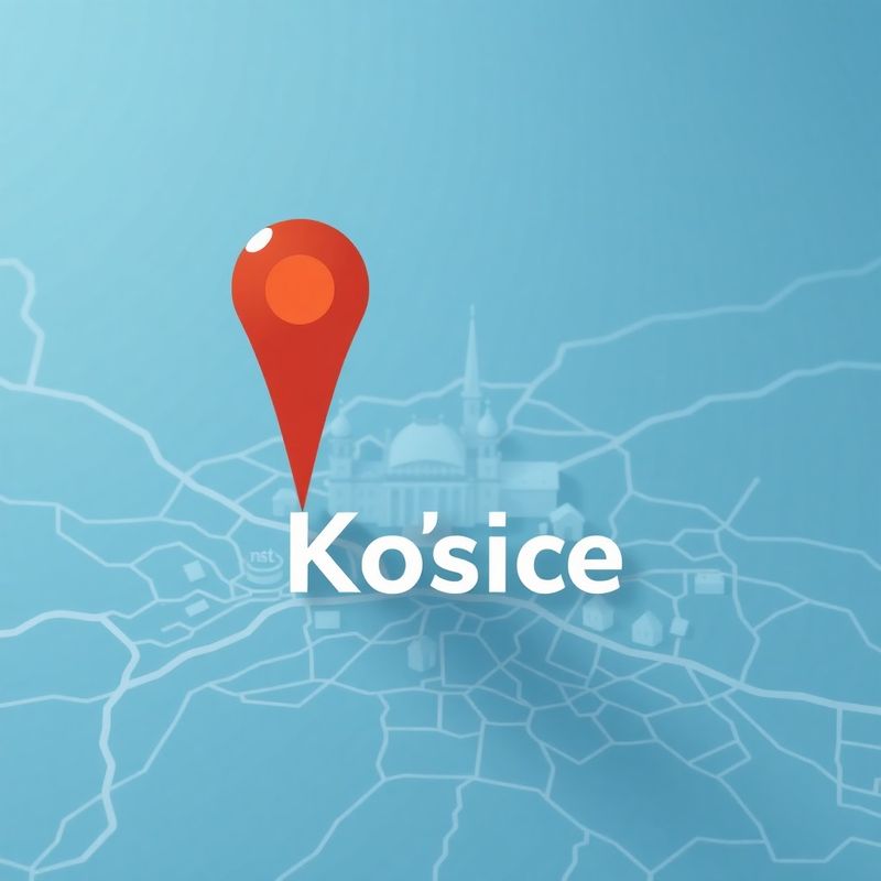 Štylizovaná mapa Košíc s azúrovou ikonou špendlíka